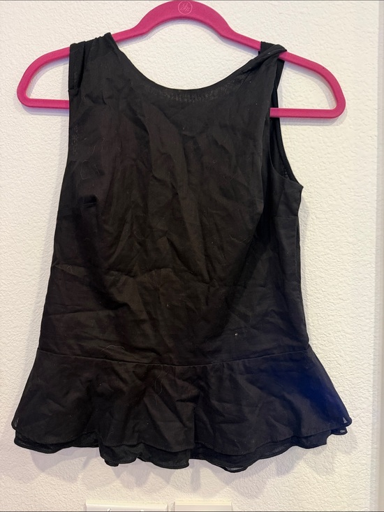 Diane Von Furstenberg Tops - Diane Von Furstenberg Black Ruffle Peplum Tank Top